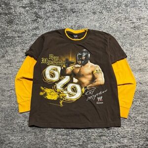 VTG Rey Mysterio Shirt Longsleeve Youth Medium Thermal Sleeves WWE Wrestling Y2K